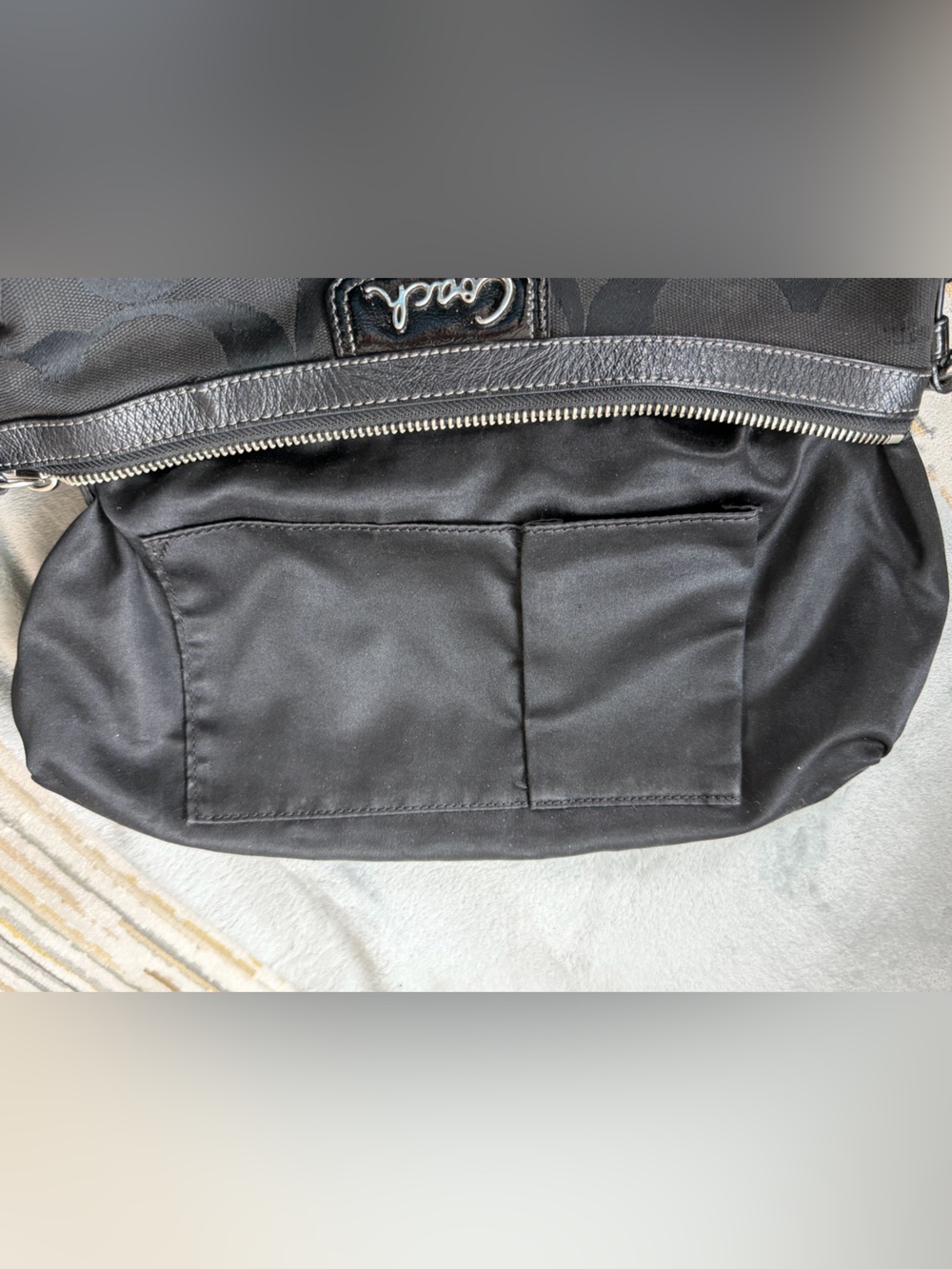 Coach Black Signature Jacquard Shoulder Bag or crossbody with Patent Trim - Picture 8 of 11